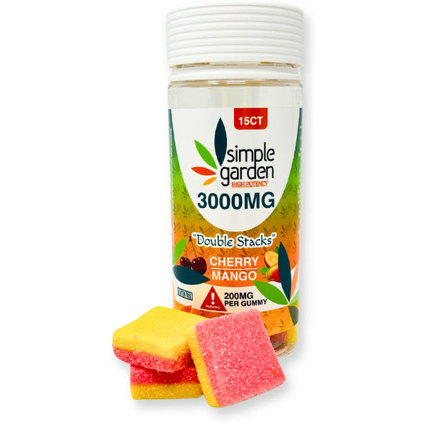 3000mg Double-Stacked Gummies – Delta-9 + Delta-8 + THCp (200mg each) Cherry+Mango