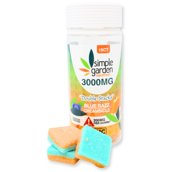 Blue Razz-Creamsicle Double-Stacked THC Gummies — 3000mg, 15-Count | Delta-9 + Delta-8 + THCp
