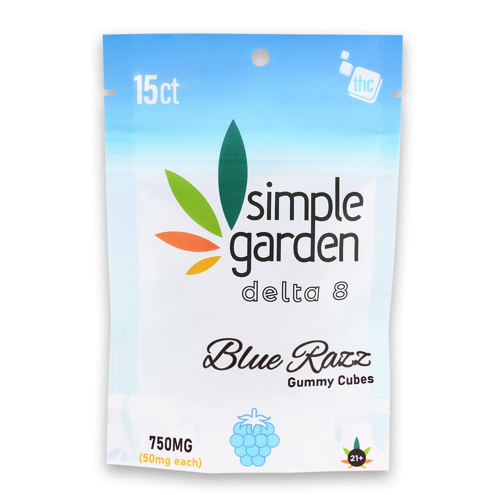 Delta 8 gummy cubes - 50mg each - Blue Razz