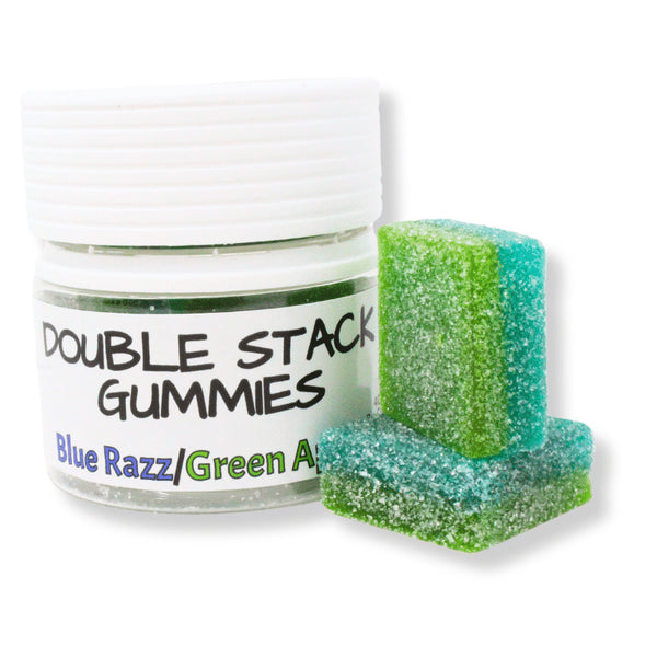Blue Razz-Green Apple Double-Stacked THC Gummies — 200mg, 5-Count | Delta-9 + Delta-8 + THCp