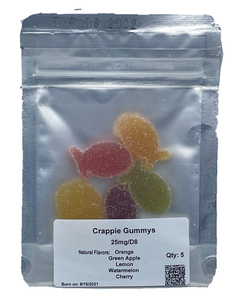 Back picture of 5 pack of Delta-8 gummies also contains beneficial compounds naturally found in the cannabis plant.